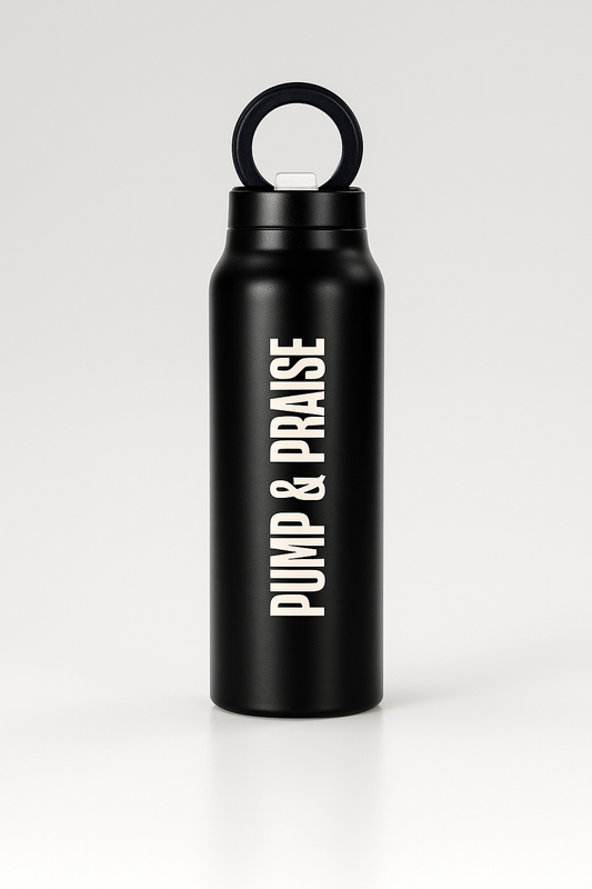 PUMP & PRAISE MATTE BLACK MAGNETIC LID STAINLESS STEEL BOTTLE