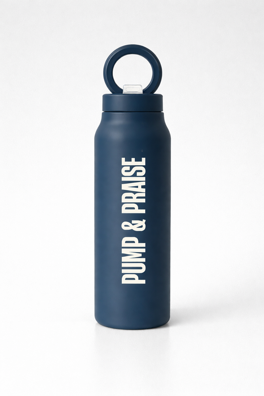 PUMP & PRAISE MIDNIGHT BLUE MAGNETIC LID STAINLESS STEEL BOTTLE